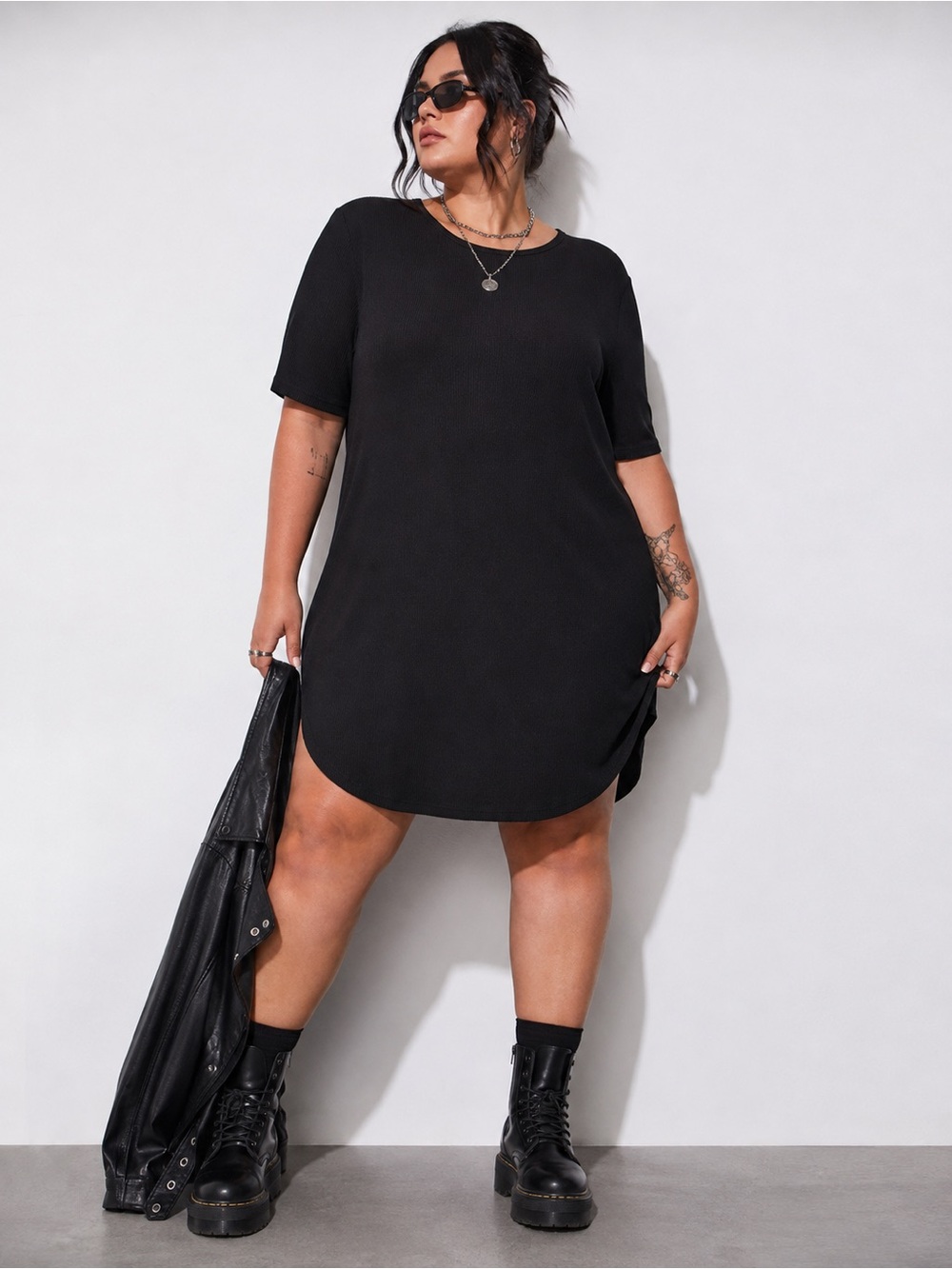 Torrid Black Ribbed T-Shirt Dress Plus Size 2 2X